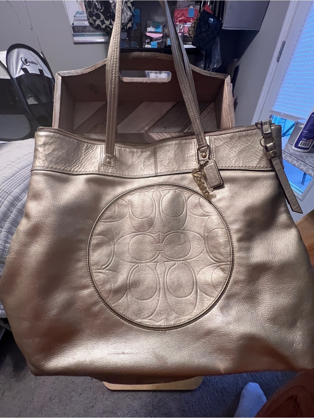 Coach Gold Metallic Laura Leather Tote
